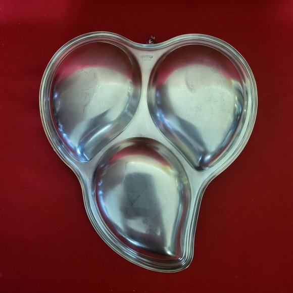 Vintage Silverplated Divided 3 Sectional Server Tray with Handle Pear Shape - Picture 3 of 14